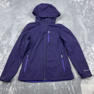 Free Country Jacket Women's Size Small Purple Soft Shell Faux Fur Lining Hooded